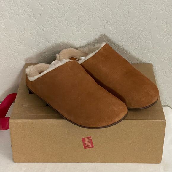 FitFlop Chrissie Shearling Women’s Size 7 Tumbled Tan - Picture 1 of 8